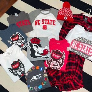 NC State Wolfpack fan womens starter pack: 7 T-shirt’s, shirt dress, sweatshirt